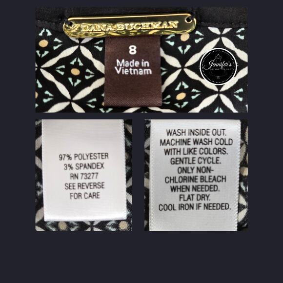 3/$30 Dana Buchman Multicolored Silk Like Roll Tab Sleeve Tunic/Blouse Size 8 - Picture 11 of 13